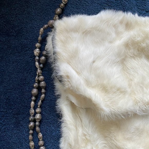 Desmo Italian Winter White Rabbit Fur Hobo Bag - Picture 4 of 7